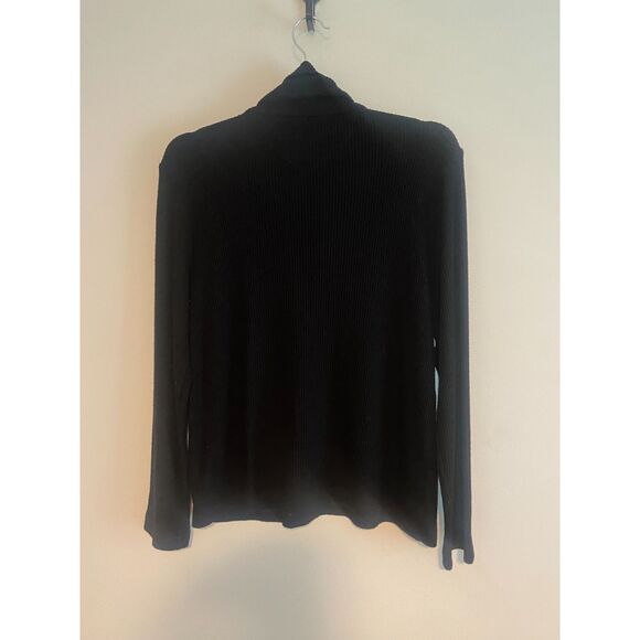 Faherty Legend Rib Roscoe Turtleneck Top Size XL Black Ribbed Viscose - Picture 4 of 7
